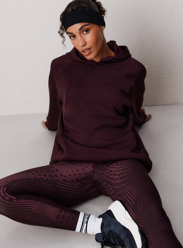 REAKTIV Dark Red Scuba Longline Hoodie L